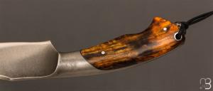    Couteau " Intégral " par Mickaël Moing - Loupe de bouleau stabilisé et lame en 100C6