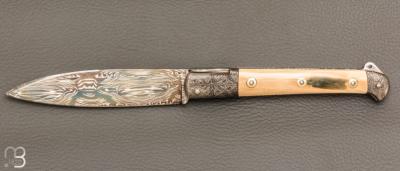   Couteau " Issoire " de Jean Pierre Veysseyre - Ivoire de mammouth et damas