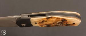 Couteau " Jinbei " custom de Gaël Chevalier - Ivoire de mammouth et RWL34