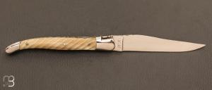   Couteau Laguiole en Aubrac 12 cm corne blonde torsadé