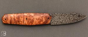   Couteau " Liner-Lock custom  " par Florian Dreyer FD-Knives - Saule stabilisé et lame damas