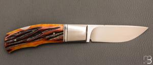 Couteau "Lock-Back  " par Honoré Vilain - RWL34 et Os cerfé