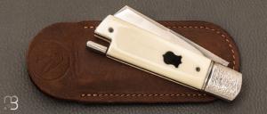  Couteau " Lock Back " custom de Vincenzo Balistreri - Ivoire de mammouth et lame en RWL34