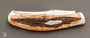 Couteau " Spicy Lock-back " pliant artisanal de Cyril Kalisz - Bois de cerf et RWL34