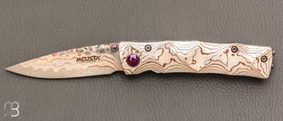   Couteau MC33MD par Mcusta - Mokume et Rainbow damas - Pièce Unique