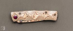   Couteau MC33MD par Mcusta - Mokume et Rainbow damas - Pièce Unique