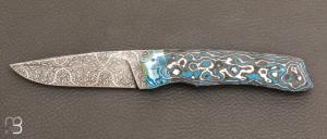 Couteau  "  Mako  "  damas mosaque et Fatcarbon de Philippe Ricard