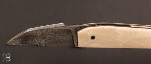   Couteau  "  Mastard Wharncliffe " custom par Christophe Arbogast - Ivoire de mammouth et lame damas