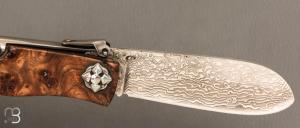 Couteau " Navaja Montañesa" par Jesus Granda - Loupe d'amboine et lame damas