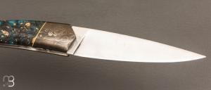 Couteau  " ORCA " pliant par l'Atelier Les 2 Diables - Fibre de carbone / Loupe de peuplier et 14c28n