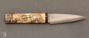   Couteau " Office type Japonais " par Nicolas Kowal - Marronnier stabilisé et lame Suminagashi VG10