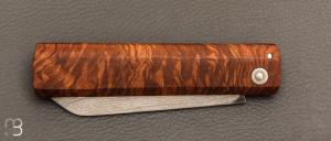    Couteau de poche L'Okto en racine de frêne par Frédéric Maschio - Lame damas VG10