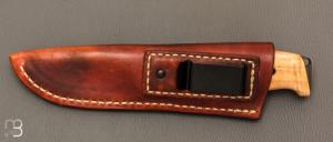 Couteau " L'Oliferne  " droit en frêne ondé et 80CrV2 de Frédéric Maschio