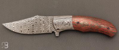   Couteau " Ovophis  " custom pliant par Milan Mozolic - Fatcarbon et Damas