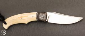    Couteau " Ryan's " custom par Raphaël Durand - Ivoire de phacochère et damas S. Lurquin