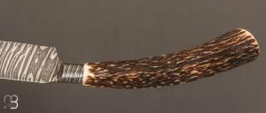    Couteau " Semi Intégral " custom de Anthony Brochier - Damas torsadé et bois de cerf