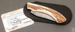   Couteau " Sionvillois " cran carré de Sylvain Petit - Les Couteaux du Mitou - Cerf et damas