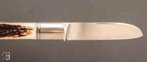   Couteau " Slipjoint " custom par Karim Valentin - Les couteaux D'Hure - Bois de cerf et lame en N690Co