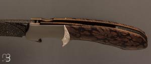 Couteau " Sub Hilt flipper folder " de Javier VOGT - Damas et Liana wood - Sam Lurquin Design