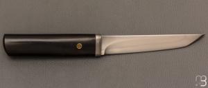 Couteau " Tanto "  de Jean Paul Sire - Ebène et lame forgée acier C130