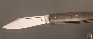   Couteau " Trappeur " custom à cran plat de Julien Baillon - Fibre de carbone et RWL34