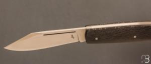   Couteau " Trappeur " custom à cran plat de Julien Baillon - Fibre de carbone et RWL34