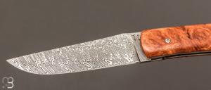 Couteau " custom " par Joël Grandjean - Loupe d'Amboine et Damasteel