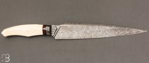  Couteau " custom " fixe de Berthelemy Gabriel - La Forge Agab - Ivoire de mammouth et damas 