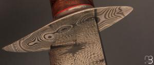   Couteau droit de Nicolas Mestrallet - Atelier du couteau Vaunaveys - Lame en acier damas forgé et palissandre du Honduras