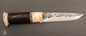  Couteau " puukko " custom Nordique  de Laurent Juhel - Boeuf musqué et chêne néolithique