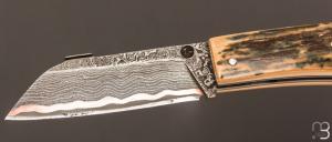   Couteau " slipjoint " par Louis Blanchet Kapnist - Ivoire de mammouth et lame damas