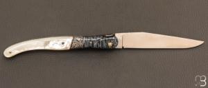    Couteau  " Laguiole pièce unique " de poche par Philippe Voissière - Corail et nacre