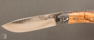  Couteau " liner lock " de Jean René Floch - Hêtre échauffé / Fatcarbon