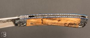  Couteau " liner lock " de Jean René Floch - Hêtre échauffé / Fatcarbon