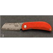 Couteau de poche Mcusta MC-213D First Production - Damas Micarta jute bleu et orange