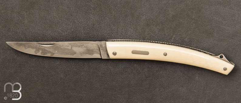  Couteau " Le Thiers 2 pièces " par Robert Beillonnet - Ivoire de mammouth et damas