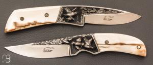 Coffret de 2 couteaux droits " Bécasses"  par Charles Roulin