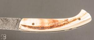  Couteau 1515 collection "Africa" par Manu Laplace - Dent de Phacochère et lame damas