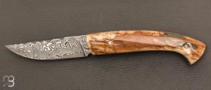    Couteau 1515 collection "Edition Primitif N°5/7 " par Manu Laplace - Ivoire de mammouth et lame damas