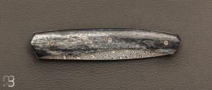  Couteau " 1820 damas " - 200 ans Maison Berthier - Os de girafe et Damasteel