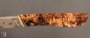  Couteau droit par Nicolas Mestrallet - Atelier du couteau de Vaunaveys - Lame forgée acier damas mosaïque et marronnier stabilisé