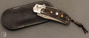    Couteau " Braco Automatique " bouleau stabilisé et C130 par Tony Ruot