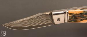  Couteau " BAD ASS " custom par Raphaël Durand - Ivoire de mammouth et lame Suminagashi SGPS