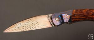   Couteau " Balrius " liner-lock par Florian Keller - bois de fer/ZircoTi et damas billes