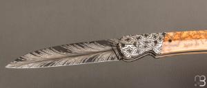 Couteau " Balrog L Slim " par Florian Keller - Mammouth et damas plume