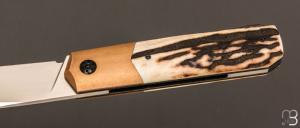   Couteau " Barlow " custom par Romain Lopez - Bois de cerf et RWL34