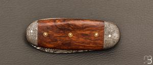    Couteau " Bouledogue" de Jean Pierre Veysseyre - Bois de fer et lame damas 