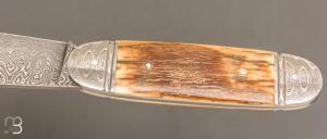 Couteau " Bouledogue " custom de Jérôme Bellon - Ivoire de mammouth et lame damas