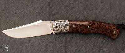 Couteau "Boxer" custom par Raphaël Durand - Micarta barbwire et RWL-34