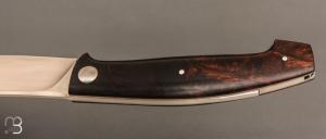    Couteau " Burpee " lock back custom par Frédéric Collin - Bois de fer et lame en RWL34